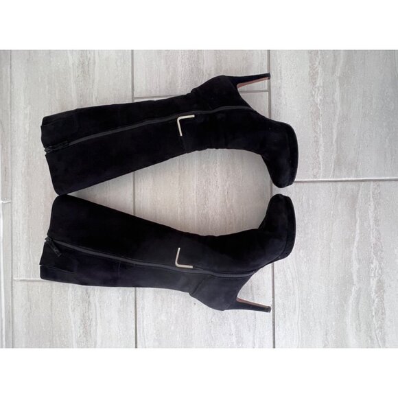 Nine West NWEVAH Size 9 1/2 M Tall Black 3 1/2 Inch Heel Boots with Zipper - Picture 10 of 14